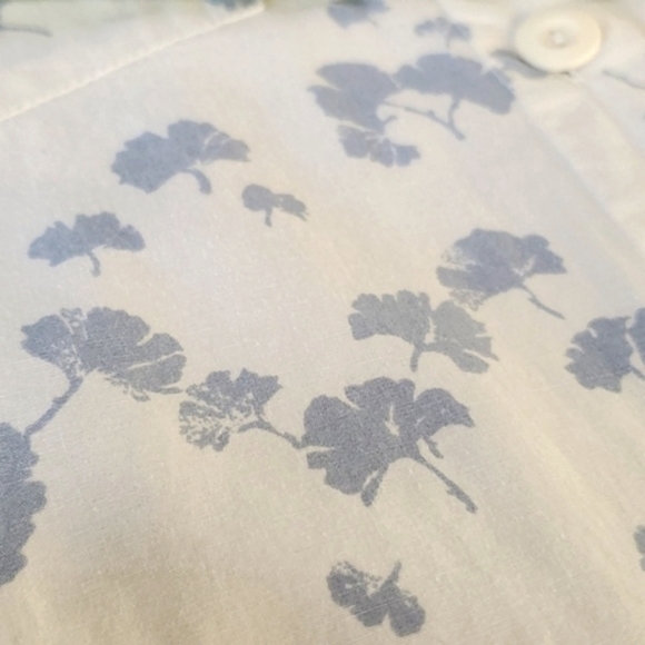 Vintage Marjorie Prairie Maxi White & Periwinkle Blue Parsley Toteme Style Smock - Picture 9 of 12